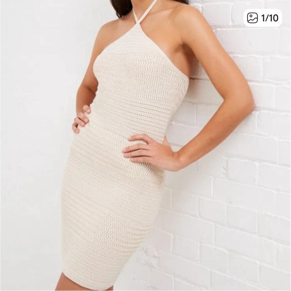 French Connection Nellis halter neck crochet dress, Small